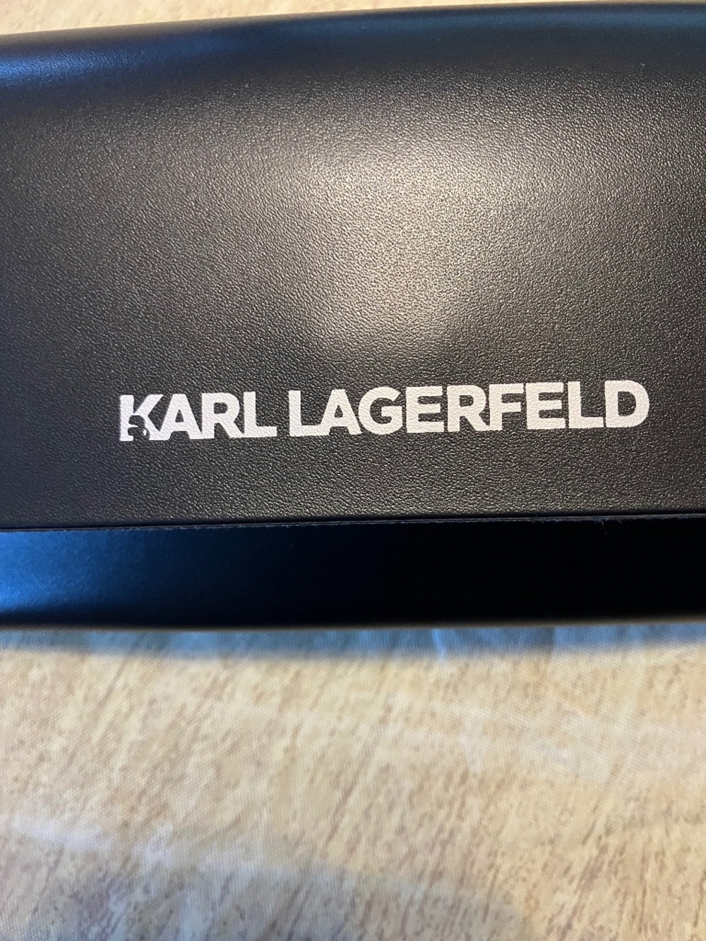 KARL LAGERFELD EYEGLASS CASE, BLACK WITH SILVER ACCENTS, MAGNETIC SNAP CLOSURE